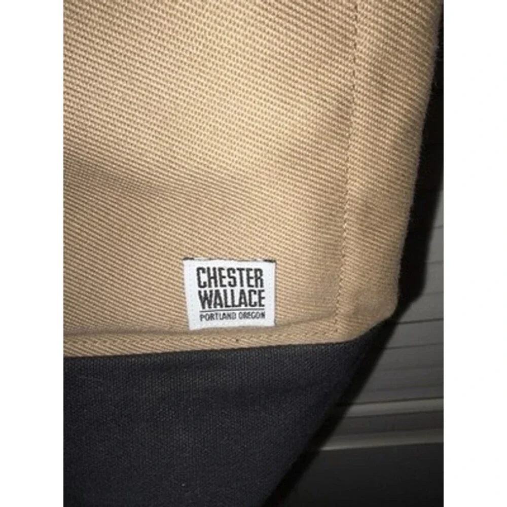 Chester Wallace Portland Oregon Waxed Canvas Upright Tote Tan & Black Unisex